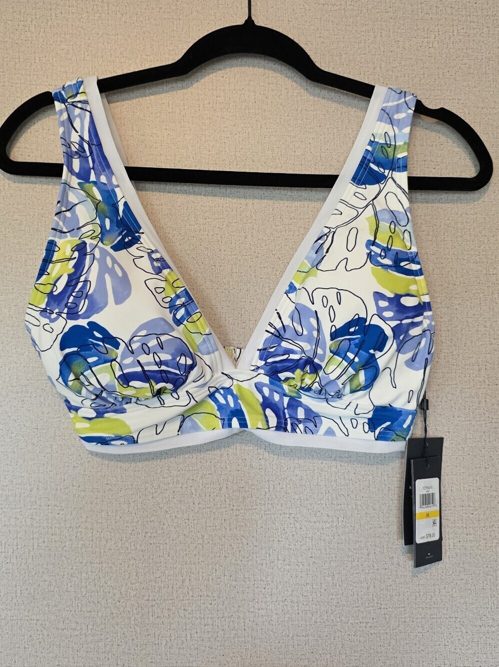 Tommy Hilfiger White, Blue & Lime Floral Swim Bralette